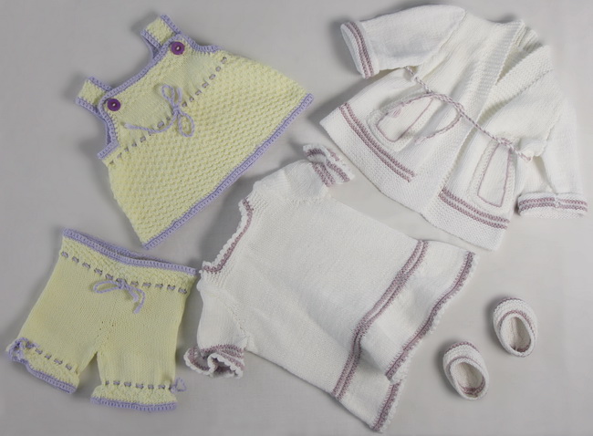 Vintage Baby Doll Clothes Set Knitting Pattern